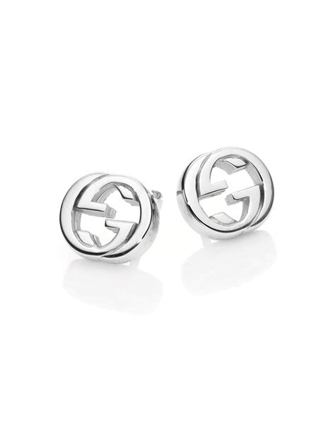 gucci g sterling silver stud earrings|Gucci interlocking gg earrings.